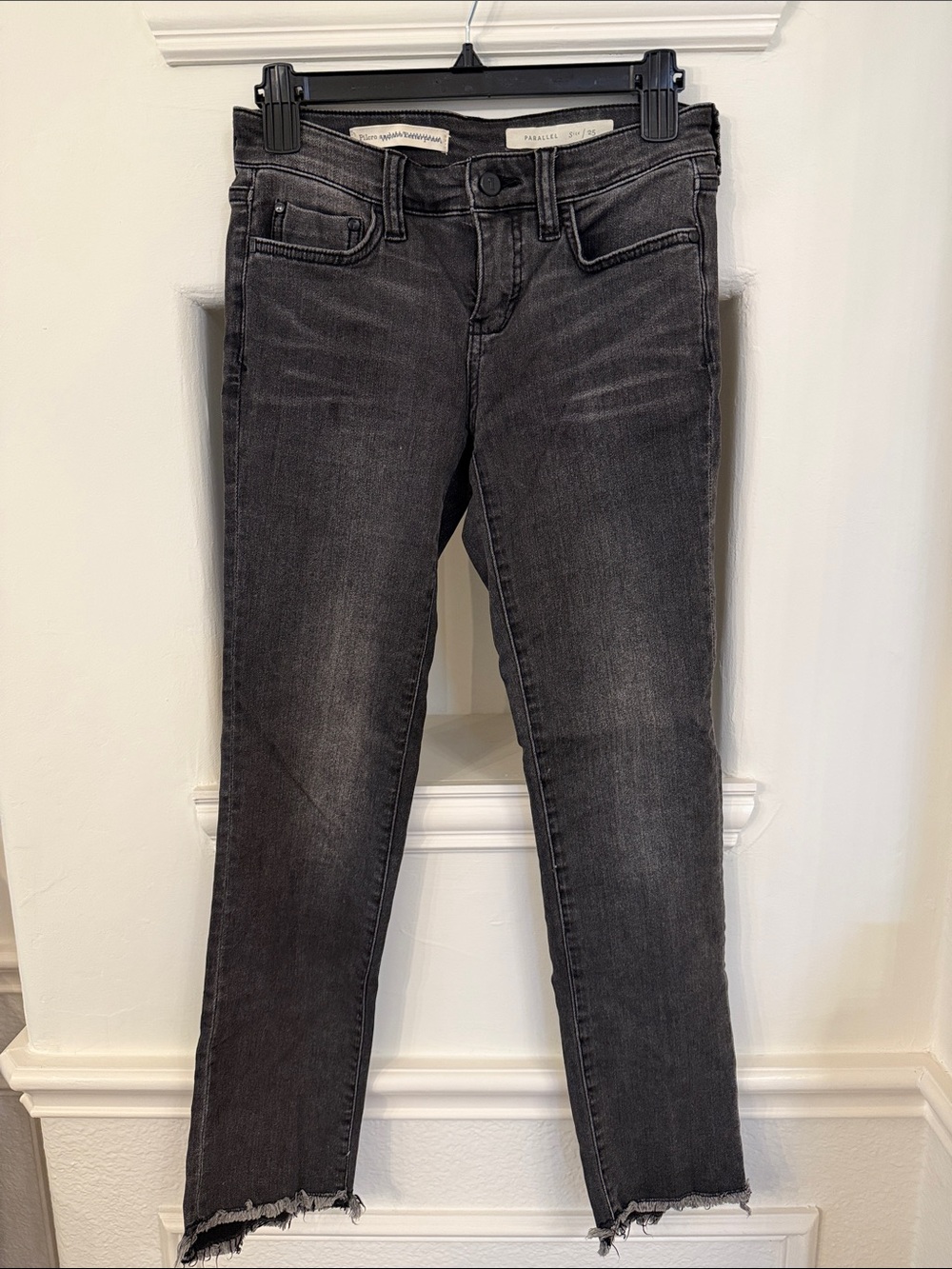 Pilcro Women's Charcoal Jeans with Frayed Hem